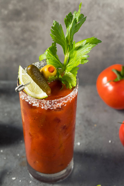 Boozy Refreshing Bloody Mary Cocktail with Vodka and Celery - Photo, Image
