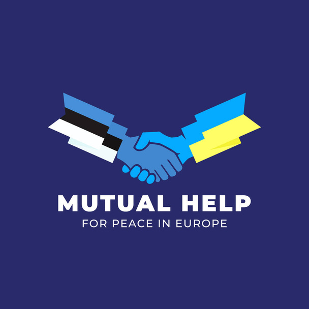 Ukrainian and Estonian friendship mutual help and partnership handshake Abstract Vector Sign Peace Symbol Icon Template. Hand Shake with European flags. Isolated - ベクター画像