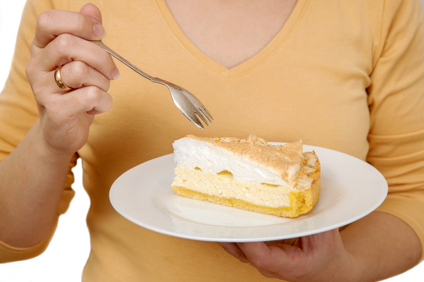 Woman with cheesecake - Photo, image