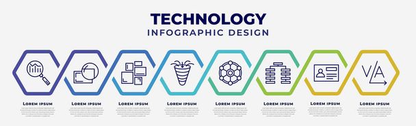 vector infographic design template with icons and 8 options or steps. infographic for technology concept. included search engine marketing, retina display, grid system, sales funnel, multichannel - Vektor, Bild