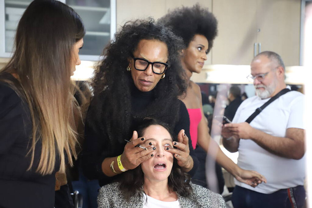 53rd Edition of SPFW - Spring Summer Collection 22/23. June 1, 2022, Sao Paulo, Brazil: Backstage of the fashion show by fashion designer Martha Medeiros during the 53rd edition of SPFW  - Foto, Imagem