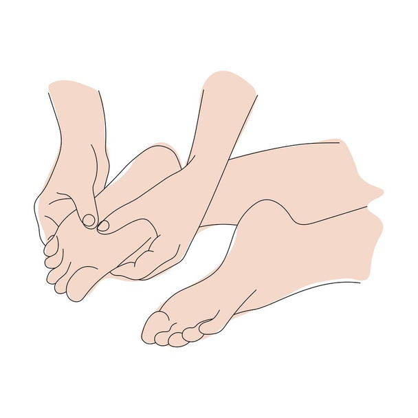movimientos de masaje de pies, movimientos básicos de masaje de pies, ilustración vectorial de tratamientos de spa para la salud de los pies. - Vector, imagen