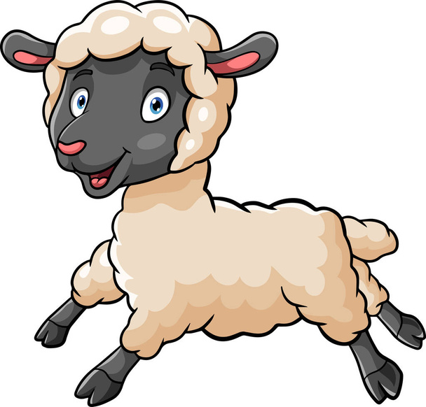 Illustration vectorielle de mignon bébé mouton dessin animé saut - Vecteur, image