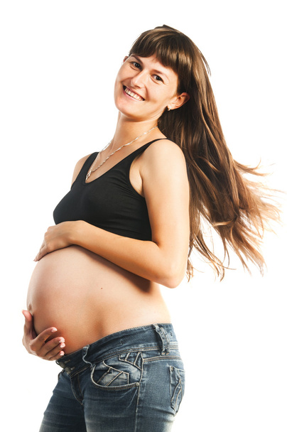 Pregnant woman with flying hair - Φωτογραφία, εικόνα