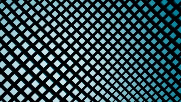 Wit met blauwe achtergrond.Ontwerp.Een zwart raster van kleine vierkantjes in een abstractie die in verschillende richtingen wiebelt. Hoge kwaliteit 4k beeldmateriaal - Video