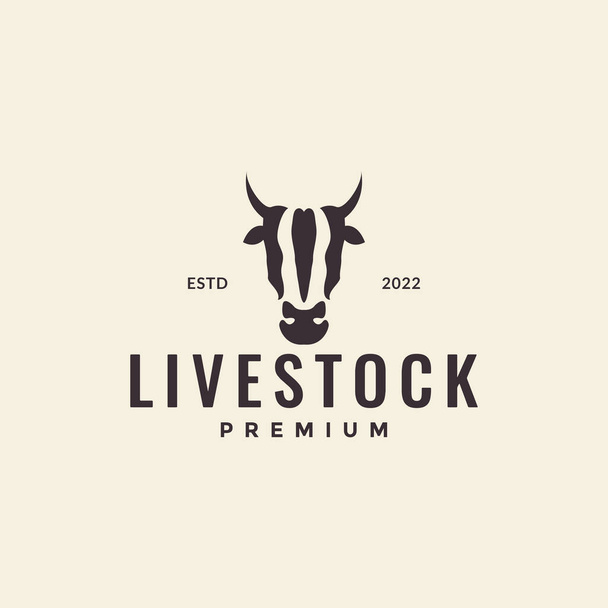 bonne tête vache bétail logo conception vectoriel symbole graphique icône illustration idée créative - Vecteur, image