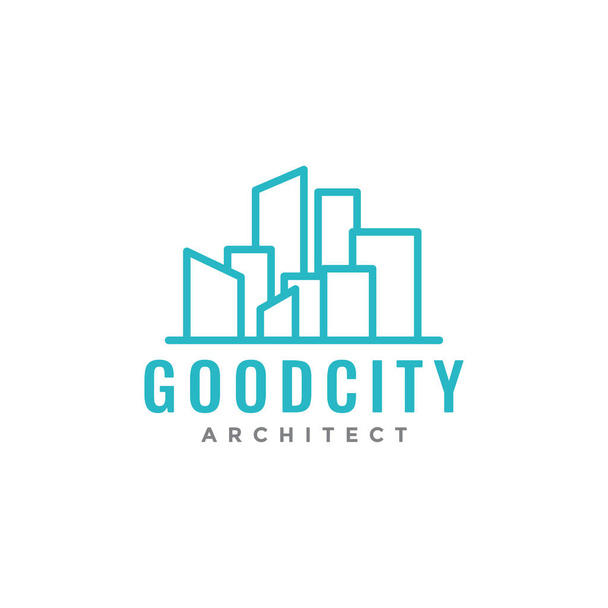 минималистская линия город полный зданий логотип дизайн векторного графического символа иконка иллюстрация творческая идея - Вектор,изображение