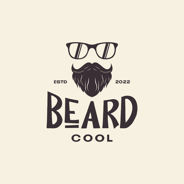 vintage cool man with beard and sunglasses logo design vector graphic symbol icon illustration creative idea - Vetor, Imagem
