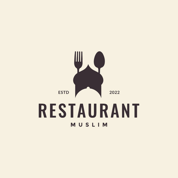 ドームとフォークとスプーンのレストランのロゴデザインベクトルグラフィックシンボルアイコンイラスト創造的なアイデア - ベクター画像