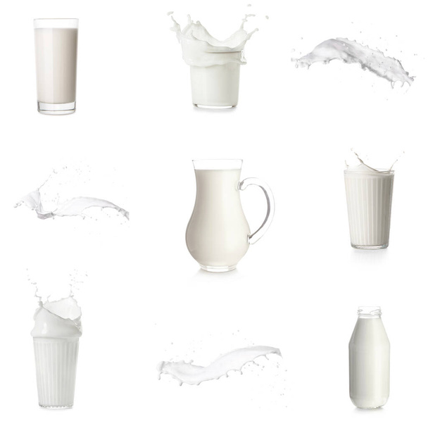Set di latte fresco su sfondo bianco - Foto, immagini