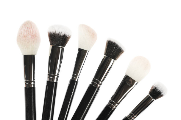 Professional makeup brush made of natural pile on a white background - Foto, Imagem