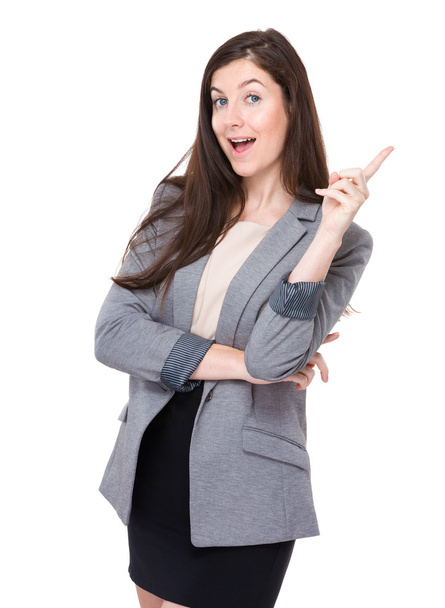 Happy businesswoman with finger point out - Foto, Imagen