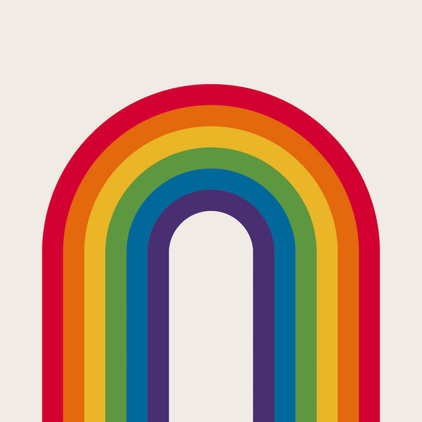 自慢の月のためのレインボーストライプ。レトロな70年代スタイルのシンプルな幾何学的な誇り虹。ヴィンテージ雰囲気lgbtq誇りベクトルのための印刷上のTシャツ,トート,等. - ベクター画像