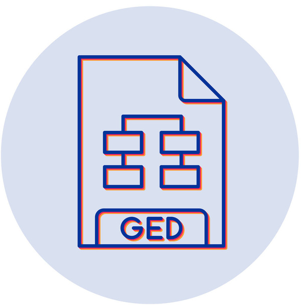 GED file format icon, vector illustration - Vektor, kép