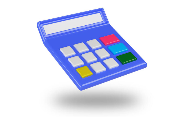 Flat Calculator Illustration With Shadow. Calculator on white background. 3d rendering - Photo, Image