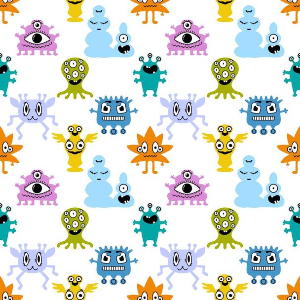 Cartoon seamless aliens and monsters pattern for kids and gifts and cards and linens and wrapping paper and fabrics. High quality photo - Fotó, kép