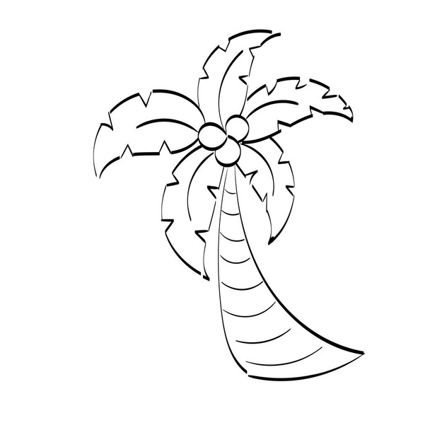Musta vektori yhden palmun suunnittelu. Line Art Piirustus tulostaa tai käyttää juliste, kortti, lentolehtinen tai T paita - Vektori, kuva