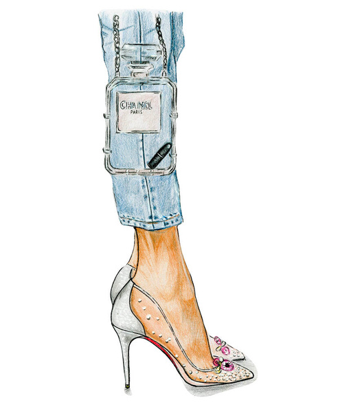 Watercolor fashion legs on high heels - Photo, Image