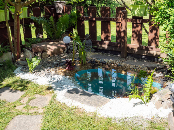 自分の庭の池 - 写真・画像