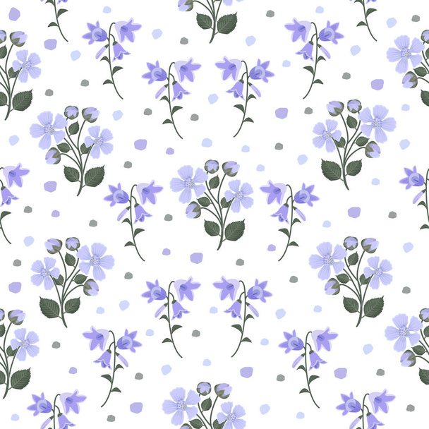 青い花、シームレスなパターン - ベクター画像