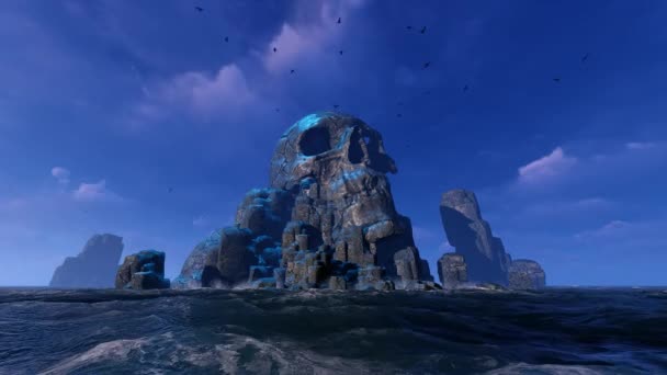Skull Pirate Island in a 3D animation - Footage, Video