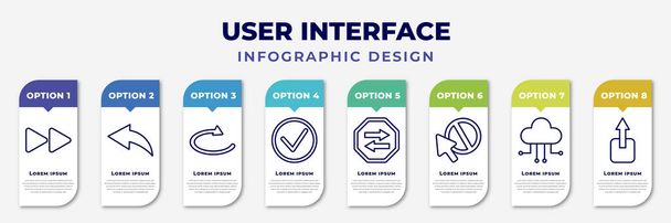 infographic template with icons and 8 options or steps. infographic for user interface concept. included forward button, arrow address back, loop arrow, right, two left arrows, forbidden cursor, - Vektor, Bild