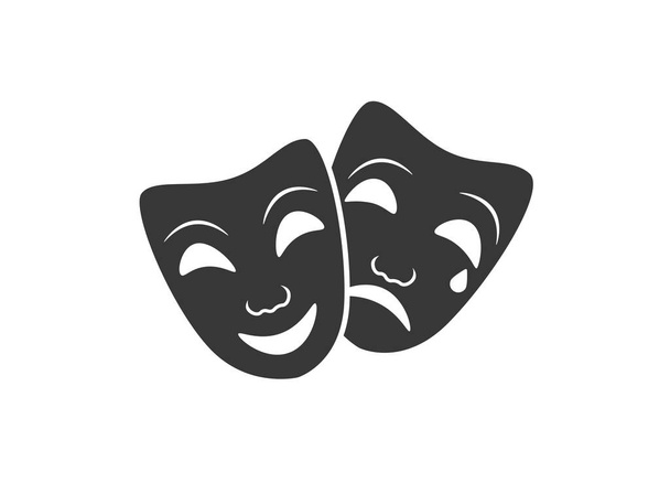 Masquerade vector icon on white background. Comic and tragic mask icon - Vector, Image