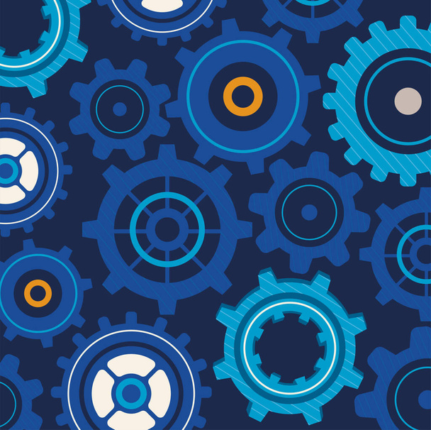blue gears machinery pattern background - Vector, Image