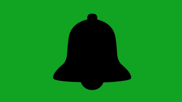 Animación de bucle de la silueta negra de un icono de campana con ondas, notificación clásica - Imágenes, Vídeo