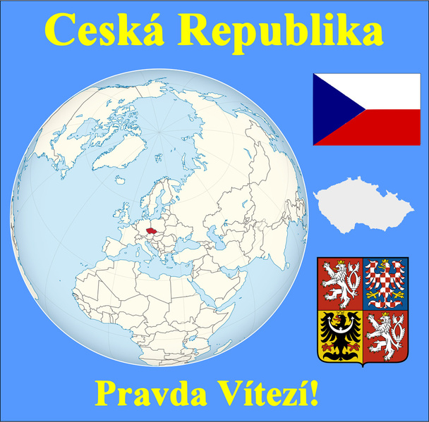 República Checa localização emblema lema
 - Vetor, Imagem