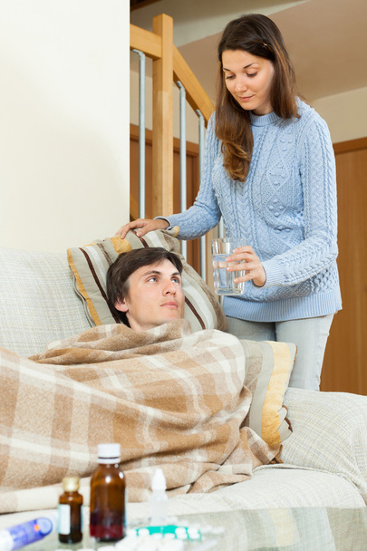 Woman caring for sick  husband - Φωτογραφία, εικόνα