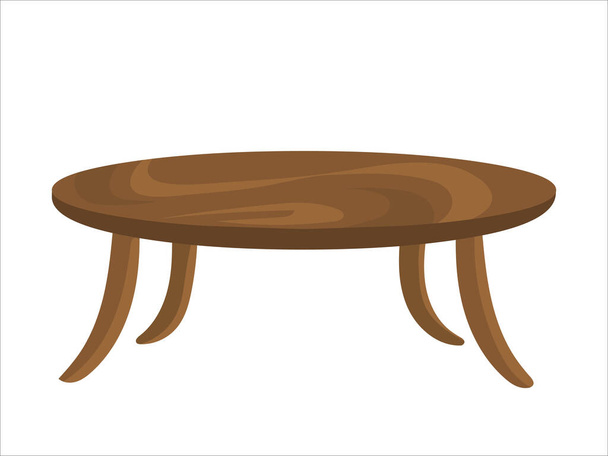 Dřevěný kulatý stůl kliparty vektorové ilustrace izolované - Vektor, obrázek