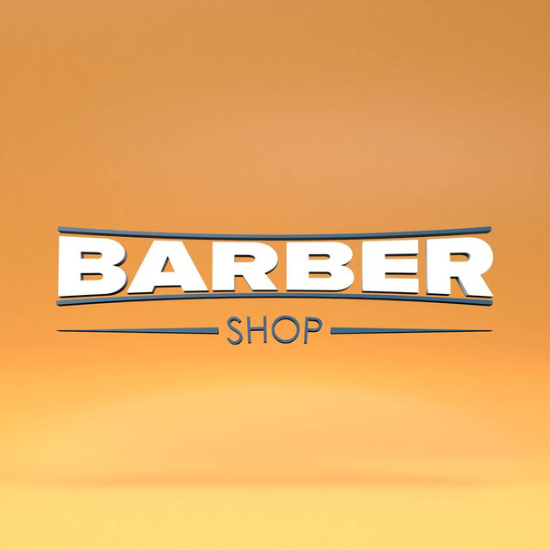 3d barbeiro loja logotipo. 3d renderizar ilustração - Foto, Imagem