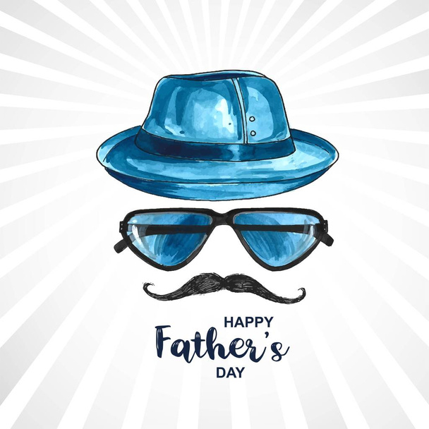 Счастливые отцы в шапке и очках на акварельном рисунке - Вектор,изображение