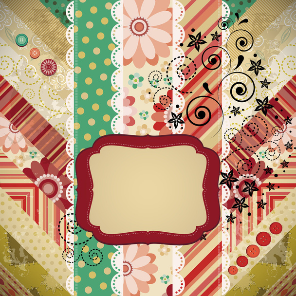 Scrap background made in the classic patchwork technique. - ベクター画像