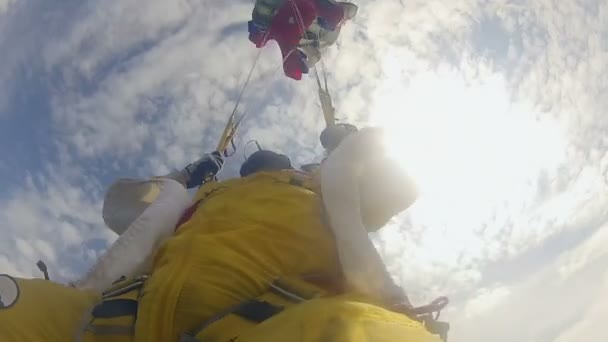 Skydiver opens parachute - Filmati, video
