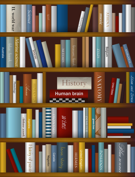 Book shelf. Vector illustration. Bookstore indoor. - Vector, Image