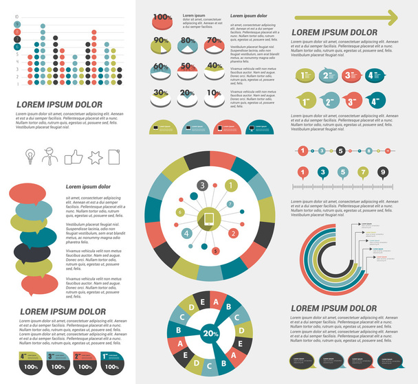 Big set of flat infographic elements. Layout template. Vector. - Vector, Image