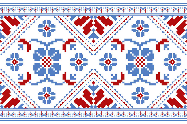 Beautiful knitted embroidery.geometric ethnic oriental pattern traditional on white background.Aztec style,abstract,vector,illustration.design for texture,fabric,clothing,wrapping,decoration,carpet. - Vector, Image