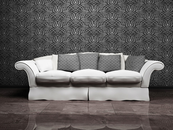 Modern interior design with a nice gray sofa - Foto, imagen