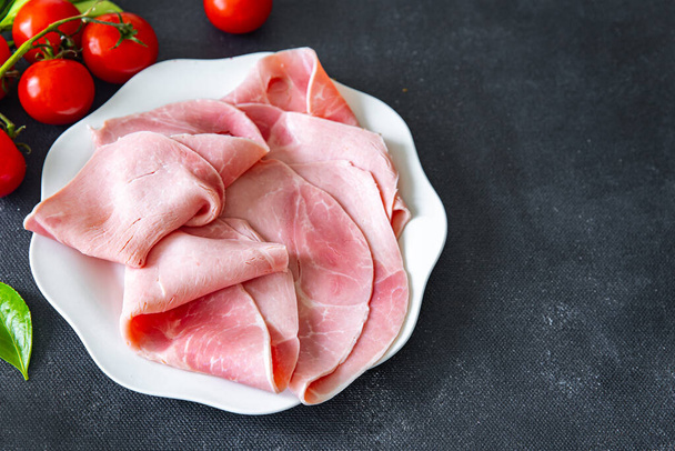 jambon porc tranche viande frais repas santé nourriture collation sur la table copier espace nourriture fond rustique - Photo, image