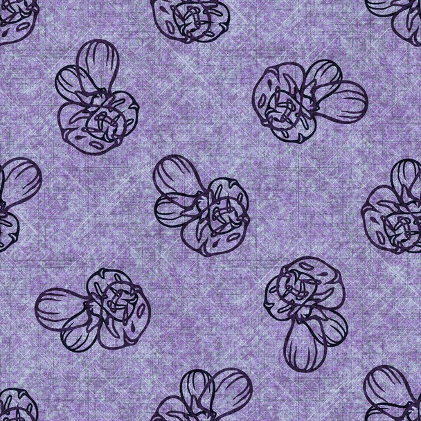 Mushroom seamless hand drawn linen style pattern. Organic fungi natural tone on tone design for throw pillow, soft furnishing. Modern purple woodland home decor - Photo, Image
