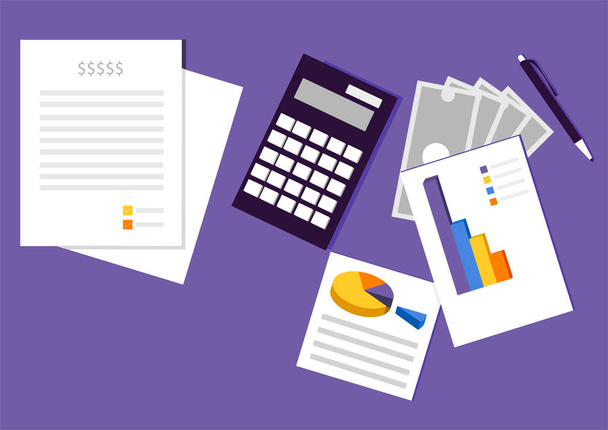 Illustration about financial audit, tax form and earning calculation - Vector, Image