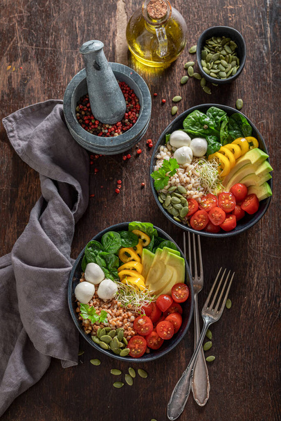 Diet salad as meal for people on diet. Nutritious bowl for fit people. - Foto, afbeelding