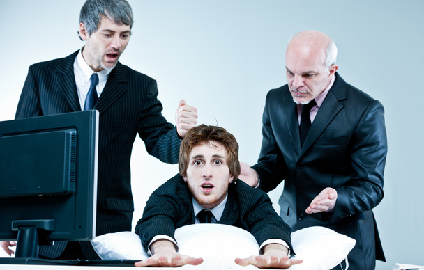 manager and boss discover lazy employee - 写真・画像