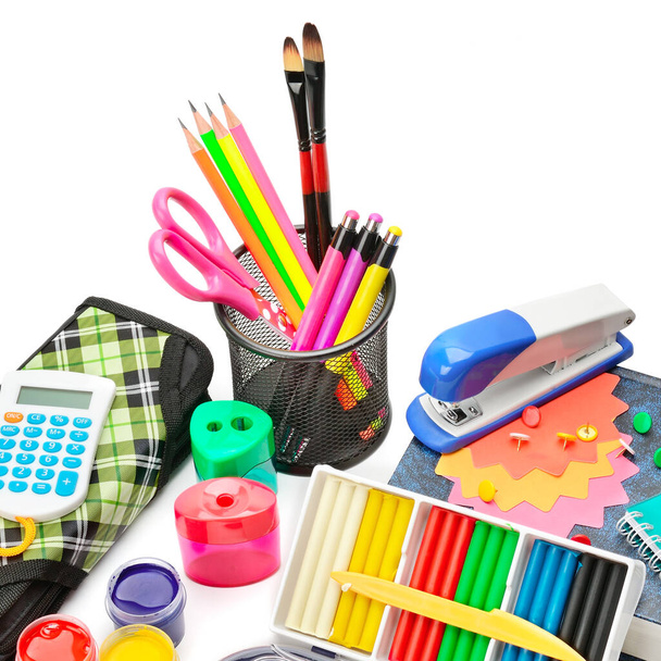 School supplies isolated on white background. back to school - Foto, Bild