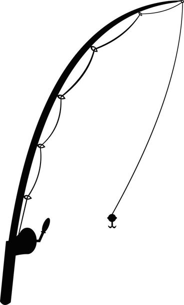 Vector illustration of the icon black color silhouette of a fishing rod - Vetor, Imagem