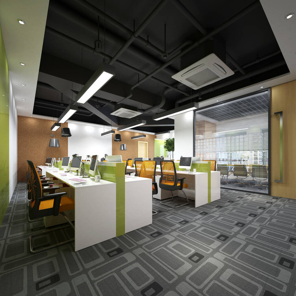 3d rendering van modern werkbureau - Foto, afbeelding