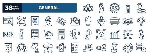 set of general web icons in outline style. thin line icons such as team leader, sem, x-ray, prototyping, inspiration, smart contract, trackability, internet of, teenager, , loading vector. - Vektor, kép