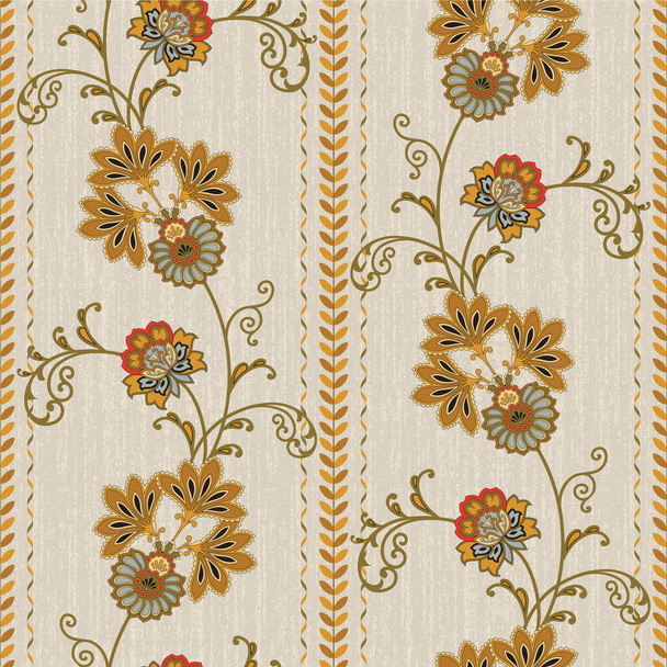 warm color combo. Vector illustration. Jacobean seamless design. Perfect for Bedding, Window treatment, Tabletop design, paper products, scrapbooking, kitchen textiles.  - Vector, Image